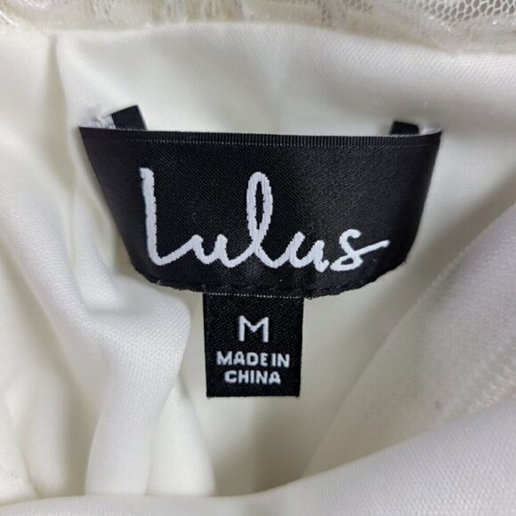 Lulus Trumpet Wedding Dress Size M Sleeveless Mesh Side Zip Lined White 24544 - Picture 6 of 12